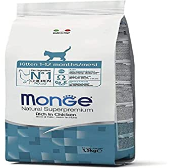 Monge Natural Superpremium Kitten Rich IN Chicken, Nassfutter für Kitten (Nassfutter aus Huhn, reich an Ballaststoffen, ohne Farb- und Konservierungsstoffe, Katzenfutter, 1,5 kg)
