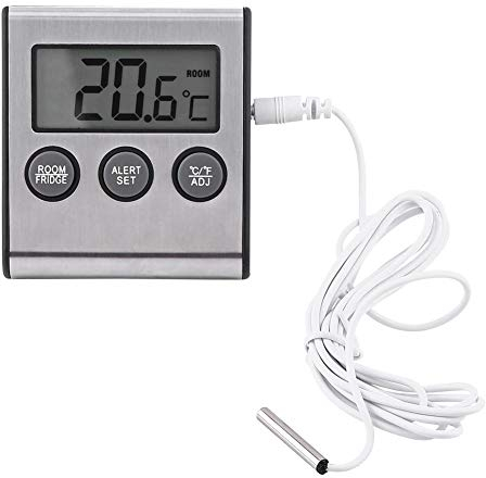 Smandy Thermomètre de réfrigérateur numérique LCD Alarme de Surveillance de la température du réfrigérateur Mini-thermomètre de Batterie avec congélateur alimenté par Batterie