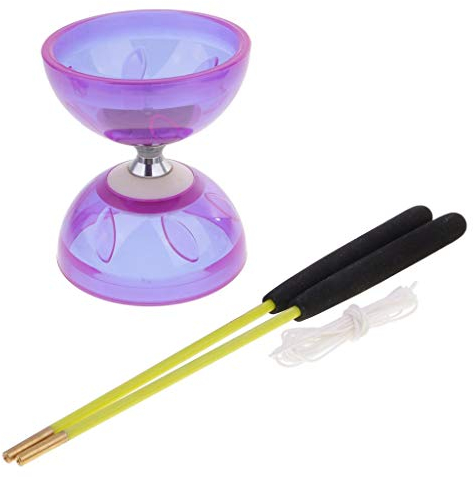 Backbayia Diabolo mit 3 Kugellagern, Bearing, Schnur für Diabolo, mit Handstäben aus Gummi, für Kinder und Erwachsene, 10,5 cm