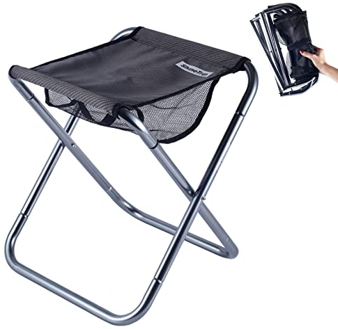 TRIWONDER Camping Hocker, Klapphocker, Leicht und klappbar, Faltbar Hocker für Angeln Picknick Outdoor (Grau - L)