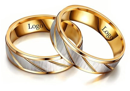 Ihanskio Anillo personalizado para pareja anillos de patrón de rayas de doble Color en el interior puede grabar de Compromiso de boda de promesa (Stripe-6MM/6MM, 1 PAIR)
