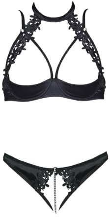 Cottelli Lingerie Shelf Bra Embroidery Hebe Set Schwarz 85B/L