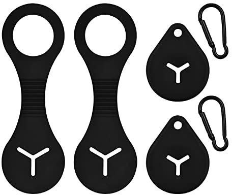 Anseom Silikon Kotbeutelhalter für Hundekotbeutel, 4 Stk Schwarz Kotbeutelhalter freihändiger Kotbeutelhalter Handlicher und Benutzerfreundlicher Hündchen Leine Taschenhalter mit 2 Haken