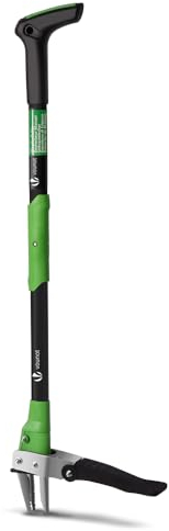 VOUNOT® Extractor de Malezas de Jardín con Garras de Acero Inoxidable y Pedal Alta Resistencia, Herramienta Deshierbe Manual Mango Largo, Removedor Malas Hierbas Desmalezado Efectivo Longitud 100cm