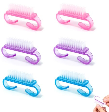 6Pcs Ergonomic Handle Nail Cleaning Brush Comfortable Plastic Handle Scrubbing Nail Brush Eco Friendly Fingernail Brush for Hand Toes Nail Home