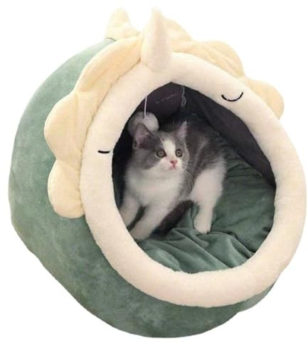 NatureMan Tente pour chat d'intérieur avec balle à suspendre - Coussin en coton amovible - Fournitures chaudes et douces - Fournitures pour chaton et petit chien (vert, M)