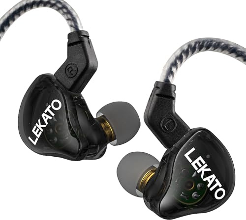 LEKATO Cuffie H5 In Ear Monitor Auricolari Hifi IEM ibridi Cavo staccabile 2Pin 1BA+1DD Auricolari da gioco cablati Isolamento acustico professionale con bassi profondi (senza microfono)