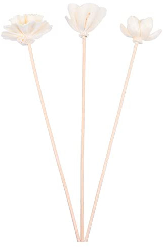 MUELODSIC 3stücke Kunstblumen Aroma Diffuser Sticks Handgefertigte Mit Baumwollschnur Für Ätherische Öle Und Raumduft Schlaflilien Pfingstrosen Und Rosen
