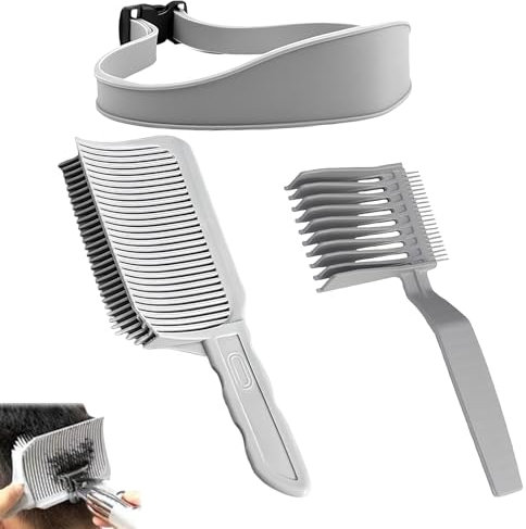 Pettine regolabile con stencil in silicone 3D, pettine di transizione professionale per uomini, accessori per parrucchiere, pettine di transizione, design curvo e aiuto per tagli di capelli precisi