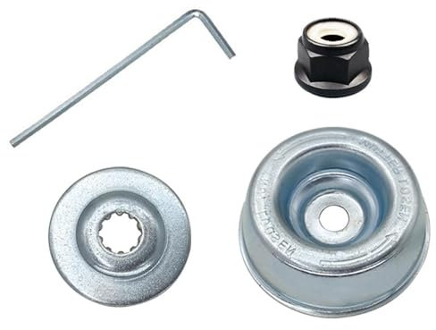 SENRISE Juego de 4 adaptadores de cuchilla de repuesto, accesorio de recortadora de cuerda, arandela de empuje, placa de conductor, destornillador de tuerca para cortacésped