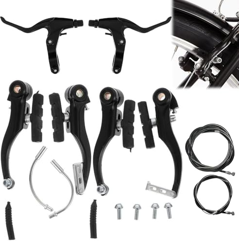 Cerioll Freno V-Brake Para Bicicleta, Juego De Frenos Bicicleta Universal De Aluminio, Juego Freno Delantero Trasero en V, Para Montaña MTB, Negro