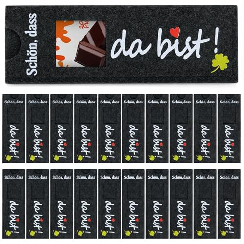 TPTGIAR 20 stycken filtfodral för choklad utan choklad, fodral filt present till Duplo choklad – trevligt att du är där, present till bröllop dop jul födelsedag konfirmation