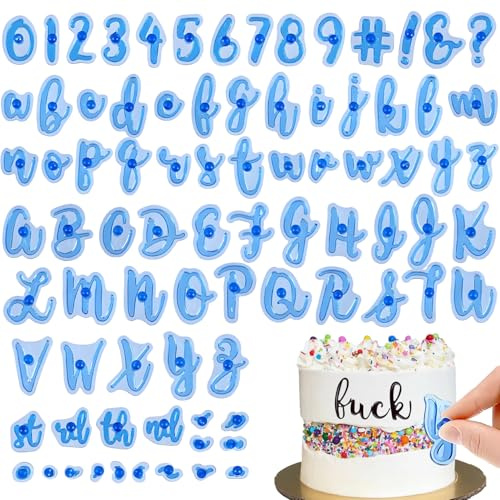 Ensemble de 83 Pièce Emporte Piece Lettre Alphabet Réutilisables Emporte Piece Lettre Contenant des Lettres Majuscules et Minuscules et des Chiffres pour Décorer Les Gâteaux Accessoires Pâtisserie
