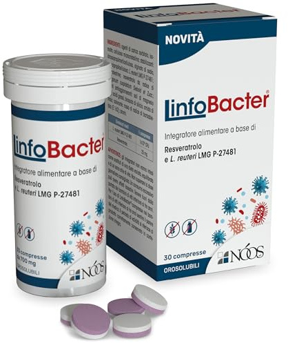 LinfoBacter® Integratore Resveratrolo e Probiotici Bambini e Adulti 30 Compresse Orosolubili con L. Reuteri Supporto Vitalità e Benessere del Cavo Orale Qualità Made in Italy