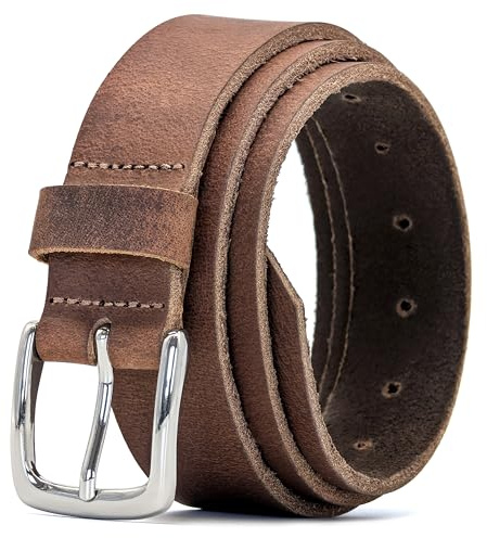 Ashford Ridge 35mm Real Leather Belt - Made in Dorset, England - Mens - Womens - Unisex for Jeans and Trousers - Soft Vintage Brown XL (Nickel Free)