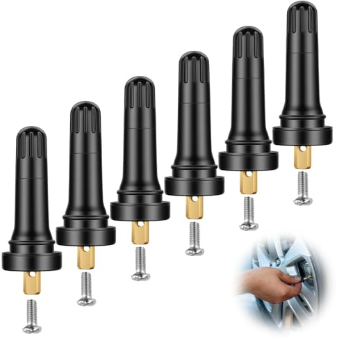 6 Pcs Valve Capteur de Pression, TPMS Caoutchouc Métal