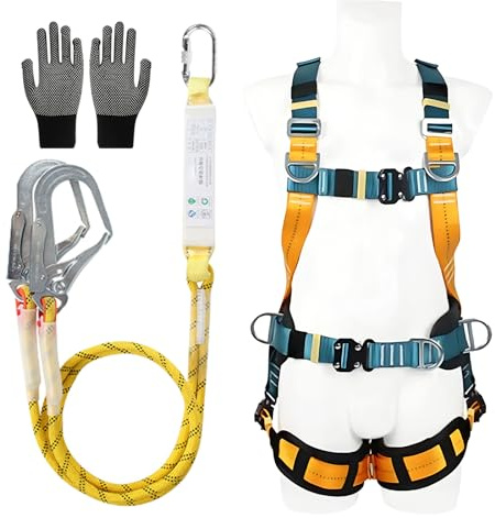 Vutlace Safety Fall Arrest Kit, Safety Harness Kits with Lanyard, Full Body Height Safety, Full Body Height Safety, Universal Size, Lightweight