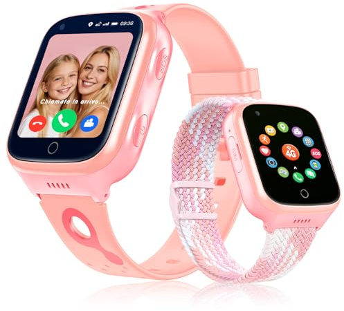 POKUJNFY 4G Smartklocka Barn för Pojkar Flickor - GPS Tracker Videosamtal | Telefon Röstchatt SOS Klassläge Kalkylator Väckarklocka Spel Stegräknare - Digital Barn Smartwatch Klockor Gåvor