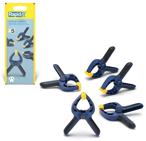 Rapid Set di 5 Mini Morsetti a Molla, Morsetti da 35 mm per Lavorazioni in Legno & Hobby Creativi con Cuscinetti Regolabili, Morsetti Manuali in Plastica Robusti (5001716)