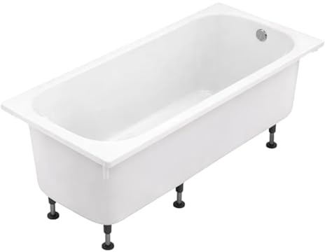 Jacob Delafon - Baignoire Rectangulaire BRIVE - 170 x 75 cm - Pieds Réglables QuickClip, Fixation Rapide - Fabrication Française - Acrylique - Blanc - E6115-00