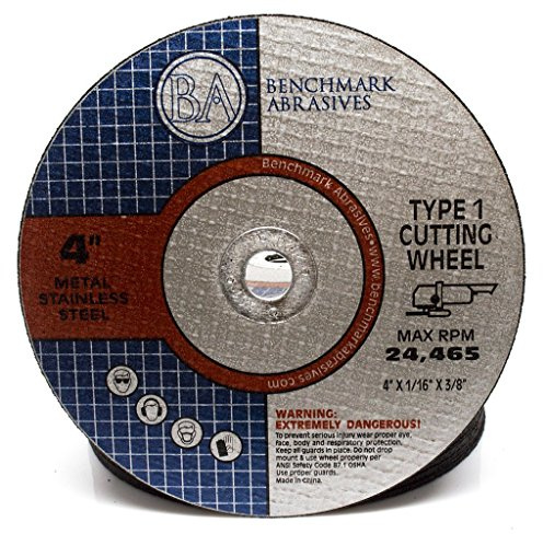 Benchmark Abrasives 4 Inch Grinder Cut Off Wheels Aluminum Oxide Thin Type 1 Angle Grinder Cutting Disc for Metal, Stainless Steel - with 3/8 Arbor Hole, Fast Grinder Cutting Wheel - 25 Pack