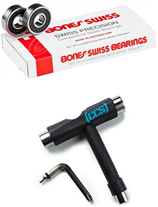 Bones White Swiss 608 Original - 8Mm Skateboard Bearings (Default, White) Swiss Original W/CCS Skateboard Tool