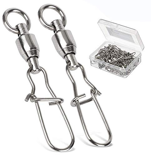 AMYSPORTS Duo Lock Snap Stainless Barrel Swivels Ball Bearing Fishing Tackle for Saltwater and Freshwater 25pcs 39.6lbs