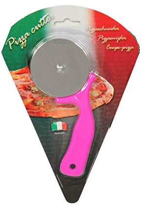 A.I.E. Pizzaschneider culinario 16cm Pizzacutter Messer Pizzaroller Flammkuchen Pizza-Schneider auch für Lahmacun & Pide geeignet (Rot)