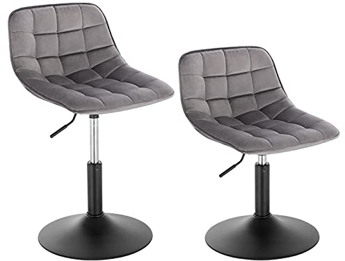 WOLTU 2er Set Verstellbarer Sitzhocker Stuhl Arbeitshocker Bürohocker Esszimmerstuhl Schminkhocker Homeoffice Kommerzieller Shop Mehrzweck 360° Schwenken Samt Dunkelgrau Sitz 38-49.5cm Hoch