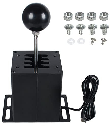 GSTP PC USB Simulator Shifter Compatible with G29 G27 G25 G920 T300RS/GT Steering Wheel Sequential H Gear Shifter Compatible with ATS ETS Dust WRC Sim Racing Games 7+R Black