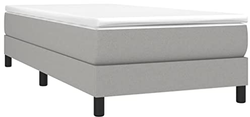 vidaXL Bettgestell, Polsterbett Bett für Schlafzimmer, Bettrahmen mit Lattenrost, Schlafzimmerbett Einzelbett, Hellgrau 90x200cm Stoff