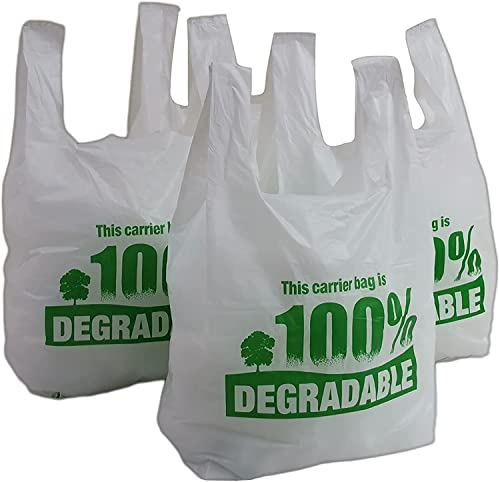 200 BIO Sac de course a bretelle TRANSPARENT (28X14X48) 30 micros sac plastique réutilisable en 30µ conformes au décret 2016-379 du 30 Mars 2016 pochon imprimé avec texte légal avec trou pour crochet