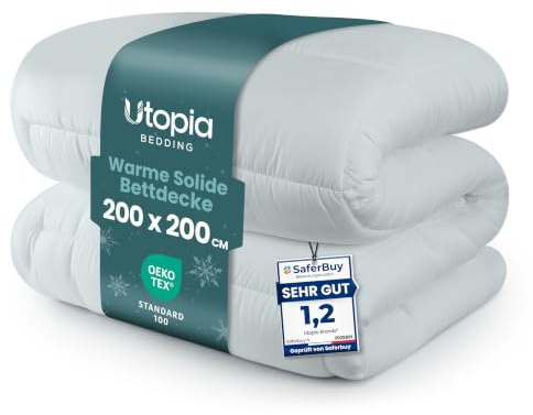 Utopia Bedding Duvet 200 x 200 cm, 370 gsm, Double Duvet, 100% Microfibre (Light Grey)