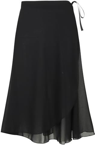 Deesorxin Ballet Skirt for Women Long Wrap Skirt Sheer Dance Costumes with Adjustable Waist tie for Adult Ladies Big Girls Black