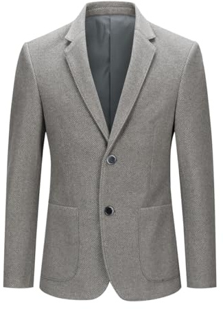 YOUTHUP Blazer da Uomo in Lana 2 Bottoni con Colletto a Tacca Classico Blazer Casual da Lavoro in Tinta Unita, Grigio, L