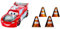 Mattel Disney und Pixar Cars Lightning McQueen Spielzeugfahrzeug und Zubehör, Global Racers Cup Drift & Race Auto mit 4 Kegeln und 2 Spielmodi, HXJ34, [Mehrfarbig]