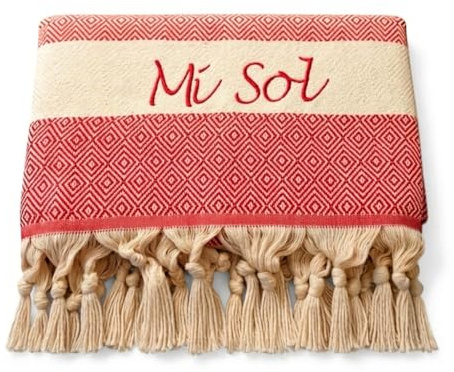 Arthi XXL Hamamtuch Strandtuch personalisiert, Geburtstagsgeschenk, super geeignet als Saunatuch, Badetuch, Wellness, Yoga, Fitness,Sport, individuelle Geschenkidee, 100x180cm, 100% Baumwolle (Rot)