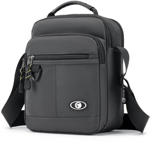 SPAHER Bolso Hombre Bandolera Bolso de Mensajero Hombre Casual Bolsos de Mano Nylon Impermeable Negocio Bolso Caballero Mariconeras Man Bag para IPad Mariconeras para Hombres Gris