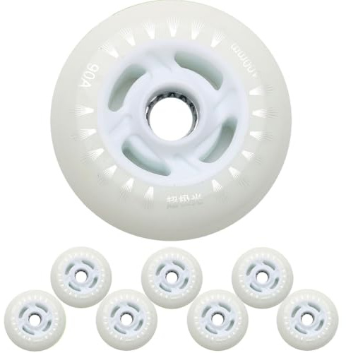 JCCHT Ruedas Patines línea iluminadas 90mm, 100mm 110mm, 8 Unidades, con Luces LED Intermitentes Poliuretano 90A para reemplazo de patinetes en Interiores y Exteriores,White Light,100mm