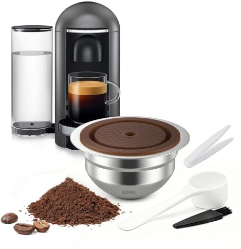 FOVNOT Stainless Steel Reusable Coffee Pods for Vertuo, 2.7oz