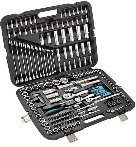 Cecotec Valigetta Porta Attrezzi 216 Pezzi ToolBox KRK 6200. 3 Cricchetti 72 Denti, Bussole CR-V, Punte S2, 12 Chiavi Fisse, Bussole Cerchi, 4 Fibbie in Metallo, Risolvi Ogni Lavoro Molto Facilmente