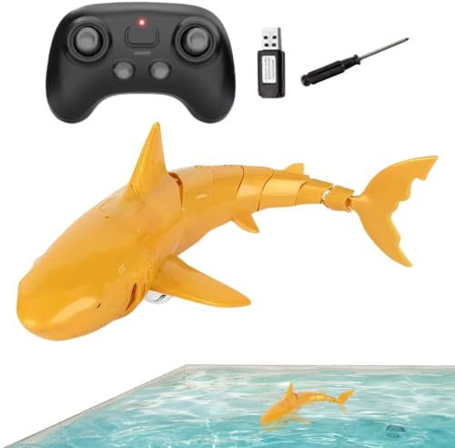 Giocatto Telecomandato - Squalo RC Ad Alta Simulazione | Giochi Acquatici Con Telecomando Ricaricabile USB | Grande Squallo Bianco | Giocattolo Da Piscina E Da Bagno Per Bambini