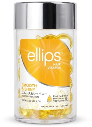 Ellips Vitamine Cheveux Capsules Lissant & Brillant à l'Huile d'Argan Marocaine et Aloe Vera - Protection Chaleur - 50 Capsules de 1ml