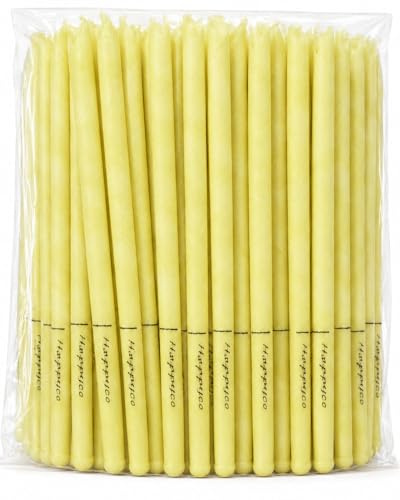 Ear Candles, Happycoco Hopi Ear Candles All Natural Beeswax Canding Cones Ear Wax Remover Candles 100% Non-Toxic Cylinders Fragrance Hollow Cone Candles with(8 Colours)+8 Disks (Yellow - 50 Pairs)