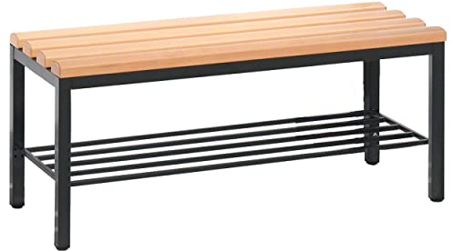 C und P Sitzbank Holzbank Umkleidebank Fitness Studio mit Schuhrost, 42x100x35 cm