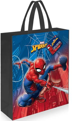 Unique Party 59239 - Grand Sac de Fête en Plastique - 33 cm x 28 cm - Fête à thème Spiderman