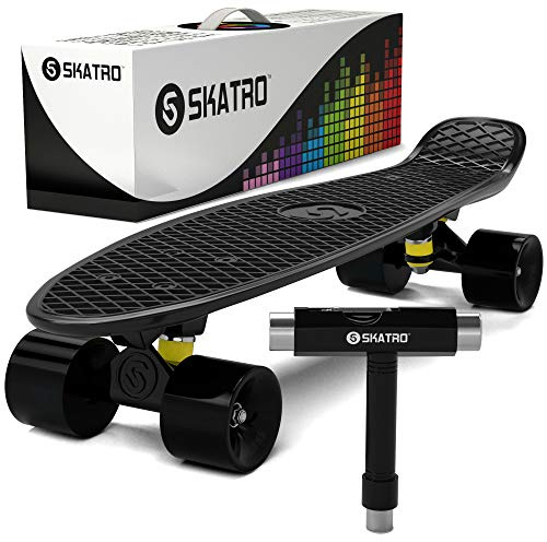 Skatro - Mini-Cruiser-Skateboard. 22 Zoll Kunststoff-Board im Retro-Stil, komplett mit