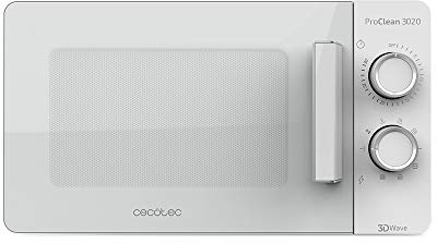 Cecotec Microondas ProClean 3020. Capacidad de 20l, Revestimiento Ready2Clean, 700 W de Potencia, 6 Niveles Funcionamiento, Temporizador 30 min, Modo Descongelar, Acabado Blanco