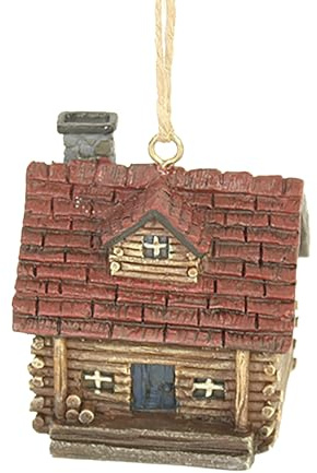 Slifka Sales Rustic Resin Log Cabin Ornament 2.25 Inch