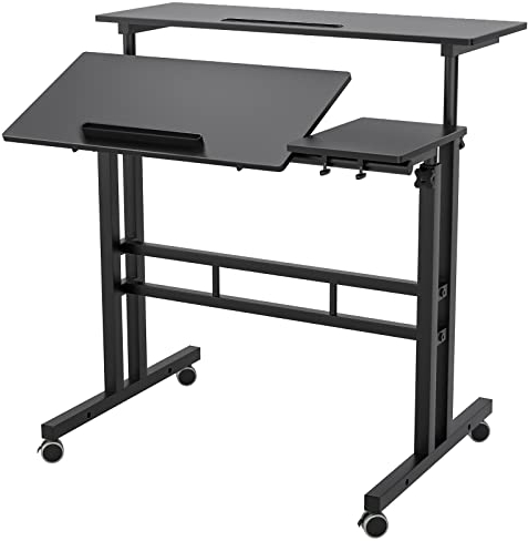 SogesHome Höhenverstellbarer Computertisch Laptop Schreibtisch Workstation Laptop Tisch Zeichentische für Kunst, Design, Zeichnen, Schreiben, Malen, Basteln, Arbeiten und Lernen, SH-ZS-101-2-BK